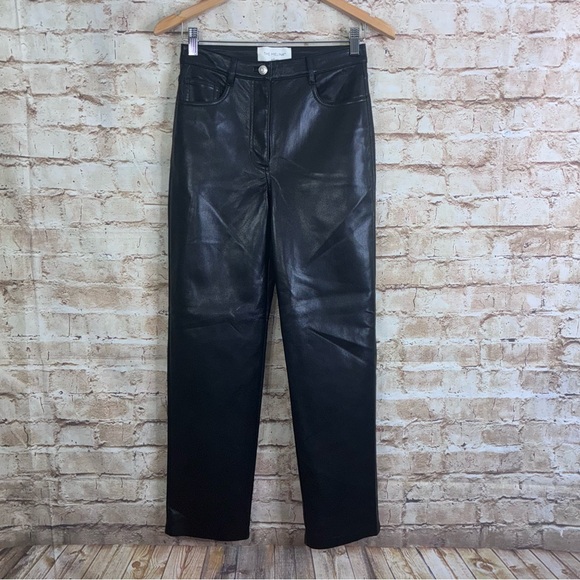 Aritzia Wilfred The Melina Pant in Black Faux Leather Size 2 - Picture 3 of 9